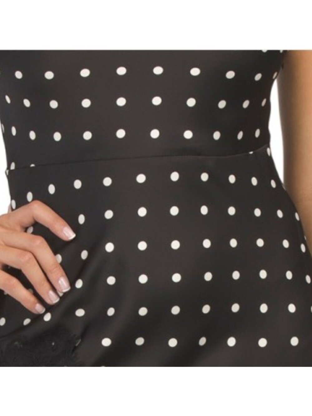ZOE & CLAIRE Short Sleeve Lace Trim Polka Dot Maxi Dress - Picture 4 of 5